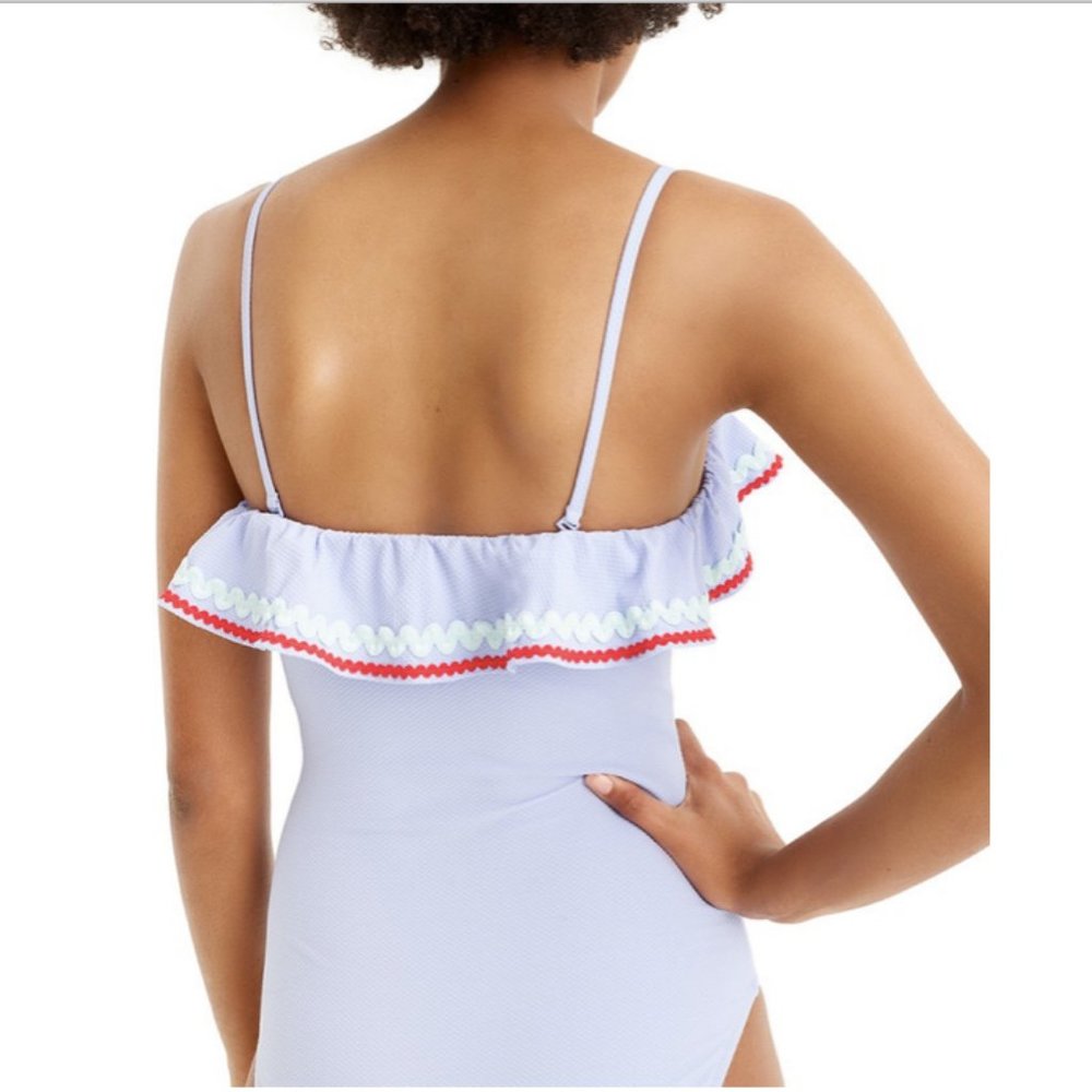 J. Crew Ric Rac Ruffle Underwire One-Piece Swimsuit - Picture 3 of 8